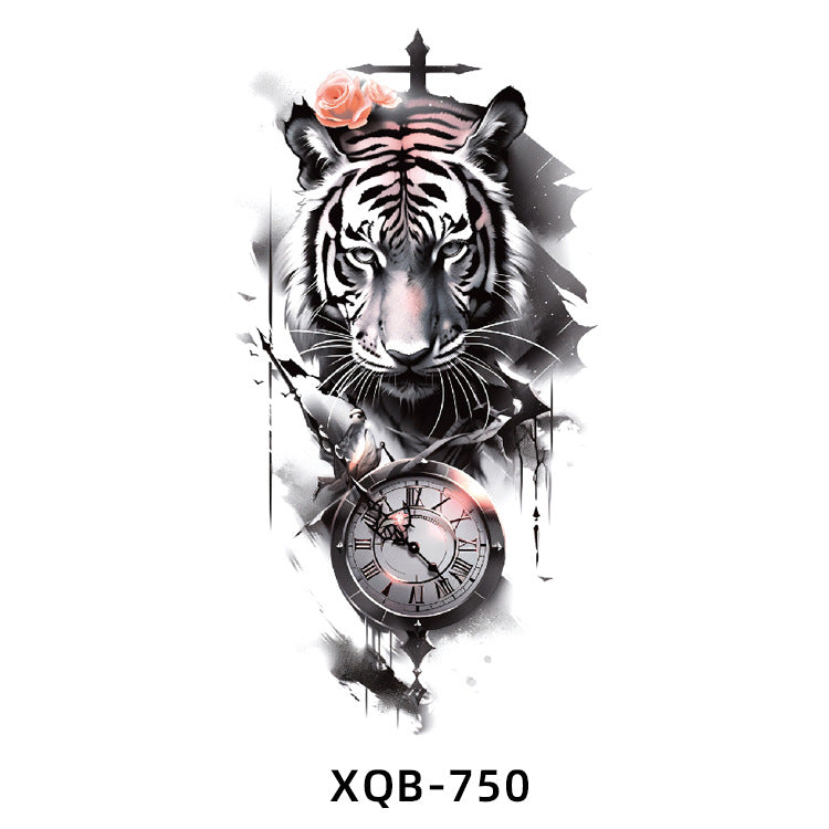 Free shipping Tattoo In Stock Wholesale Small Full Arm Tattoo Sticker Waterproof Sweatproof Tiger Animal Flower Men and Women Black and White, Colored Tattoo Sticker Paper