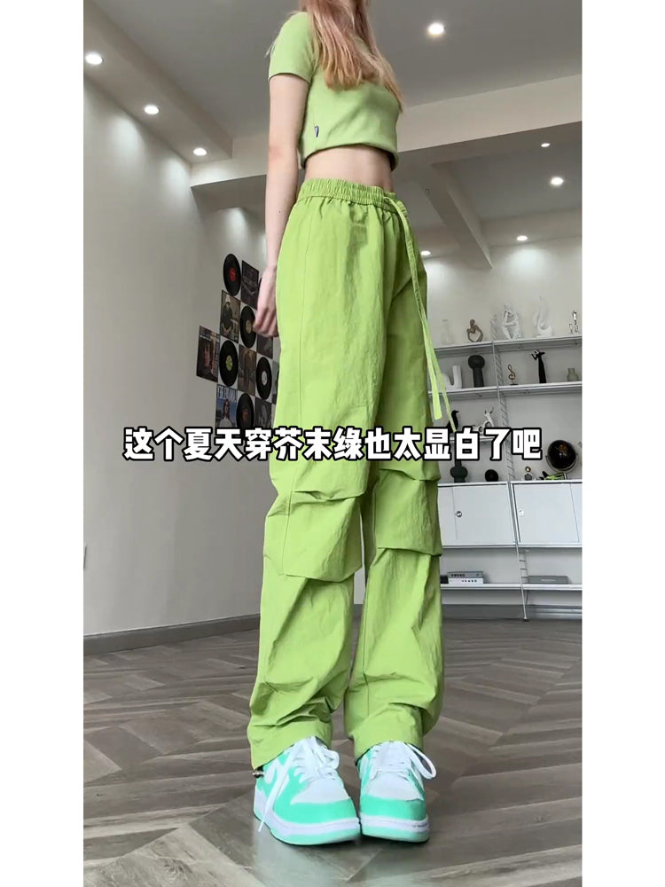 Free shipping  quick-drying pants casual pants female paratrooper pants thin straight-leg pants drape purple dopamine cargo pants