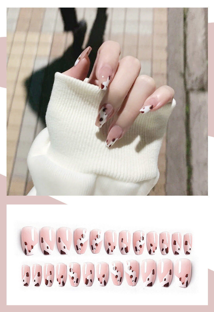Fashion  nail Wearable Nail Sticker Chessboard Grid Wearable Nail Piece Nail Shaped Piece Removable Nail Patch Finished Product Y14