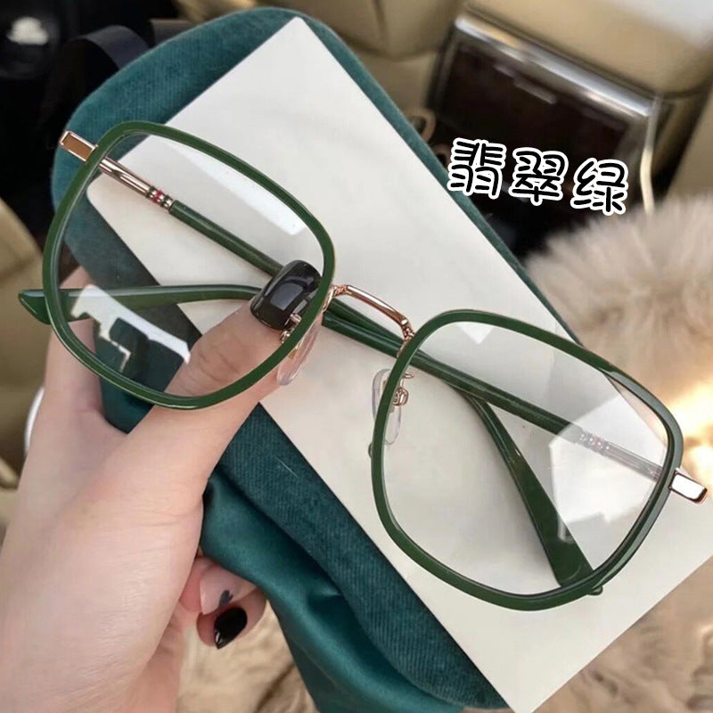 Women's fashion glasses 2024 女士防紫外线大脸显瘦无框水钻墨镜女ins韩版潮