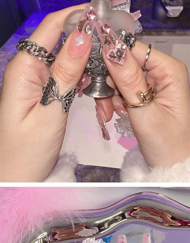 Large Butterfly Exaggerated Internet Celebrity Ins High-Grade Rhinestone Detachable Finished Wear Nail Bride Handmade Nail Sticker