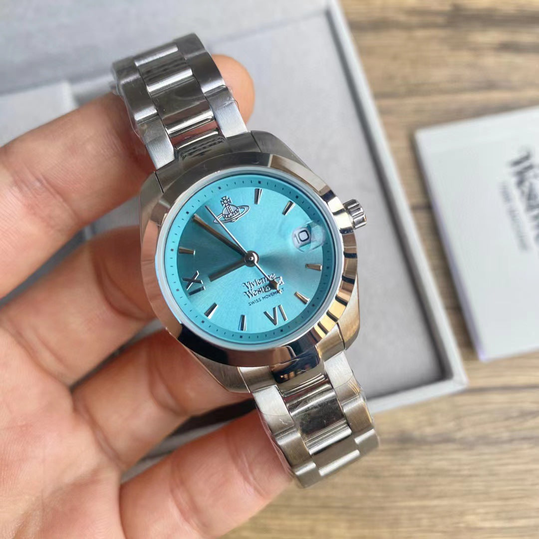 Fashion women's watchOne Piece Dropshipping Weiwei'an Queen Mother Ice Crushing Blue Watch New Dark Plum Purple Women's Watch Pitaya Saturn Small Golden Watch