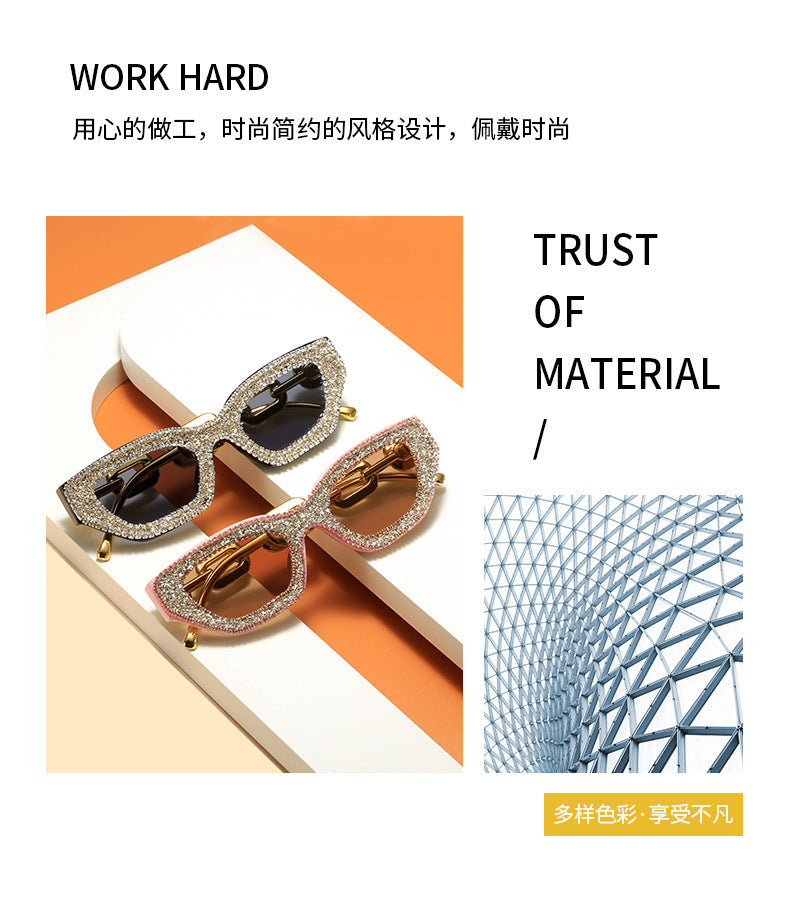 Women's fashion glasses 2023新款镶钻1382狐狸头偏光太阳镜女 时尚太阳眼镜防紫外线墨镜
