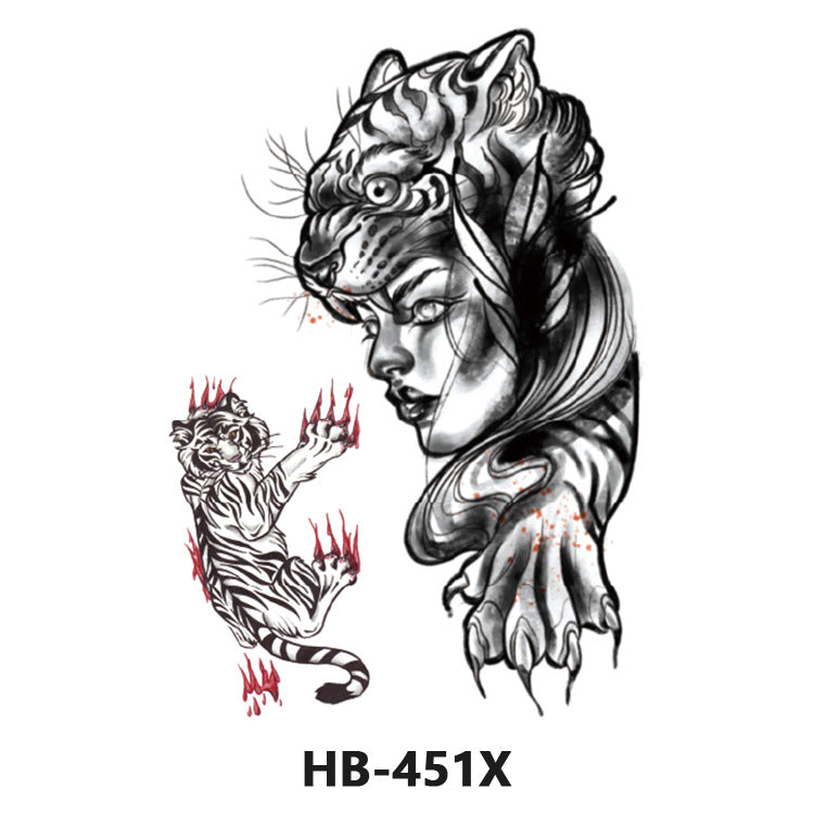 Free shipping Tattoo In Stock Cross-Border Factory Wholesale New Half Sleeve Tattoo Sticker Black Animal Skull Waterproof Tattoo Men and Women Tattoo