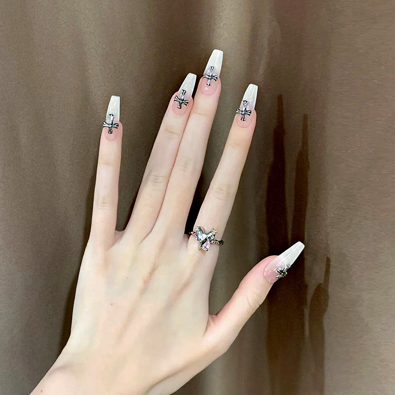 Fashion  nail European and American Crock Heart Wear Nail Nail Stickers Nail Patch Fake Nails Removable Nail Tip Nail Y35