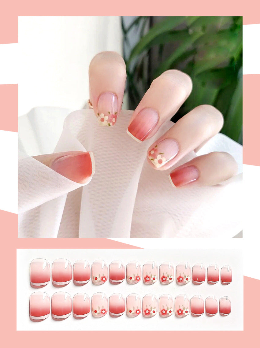 Fashion  nail Wearable Nail Sticker Little Flower Short Wear Nail Polish Nail Shaped Piece Removable Nail Patch Finished Product Y24