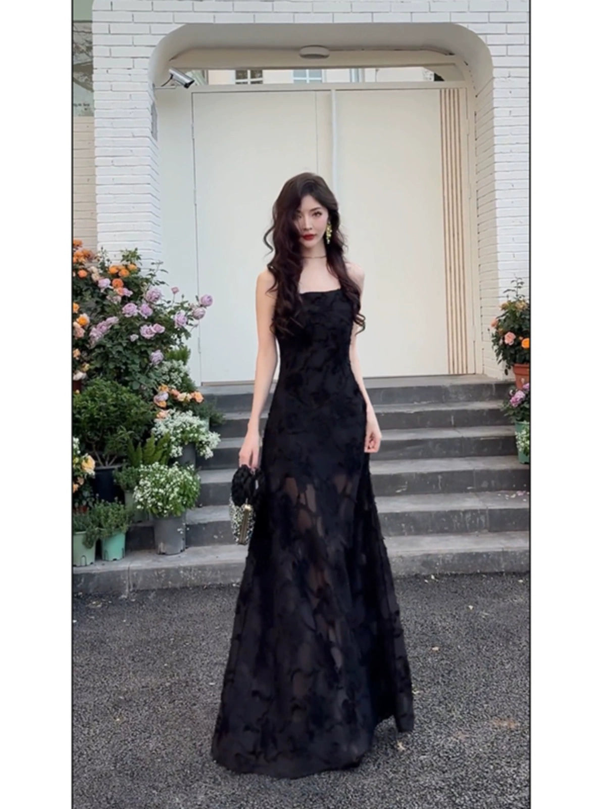 Fashion women's wear Summer Dress French Style Temperament Dress 2024 Early Spring New Black Camisole Sexy Dress Long Dress Women's Spring