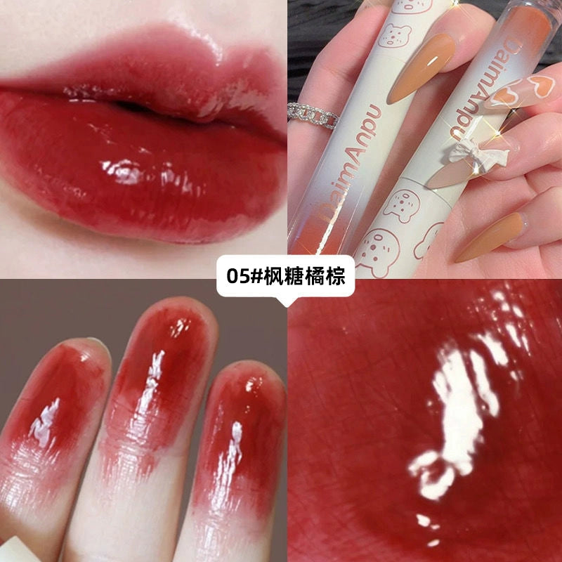小熊口红唇釉镜面水光玻璃唇蜜持久不掉色沾杯学生显白流行嘟嘟唇口红