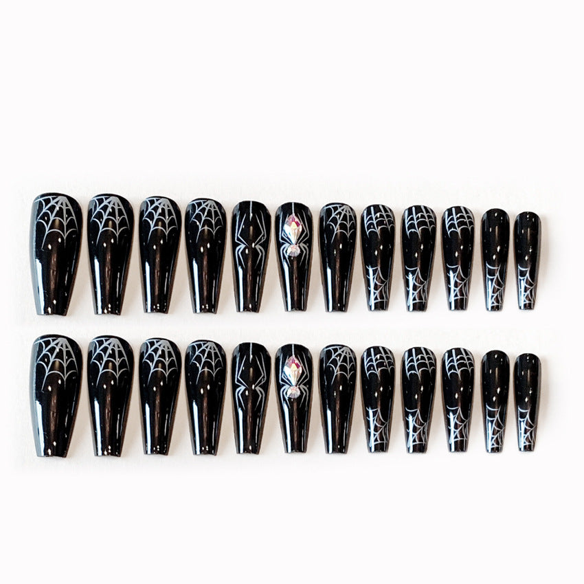 Fashion  nail Dark Spider Halloween Wear Nail Sweet Cool Nail Piece Fake Nail Patch Wear Nail Finished Product Wholesale B67