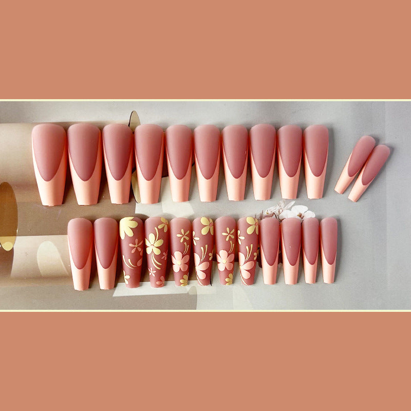 花花法式穿戴甲蝴蝶nails 跨境美甲片外贸假指甲长甲美甲贴片高级