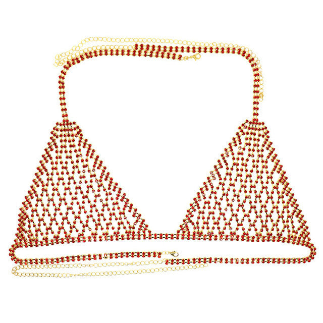 Fashion jewelry Europe and the United States cross-border explosions body chain exaggerated rhinestone bikini chest chain underwear sexy nightclub style body chain
