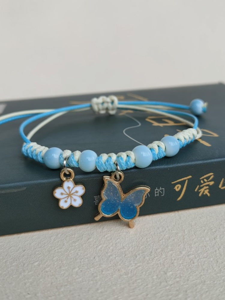 首饰手链Rinhoo Fashion Handmade Purple Butterfly Flower Bracelet For