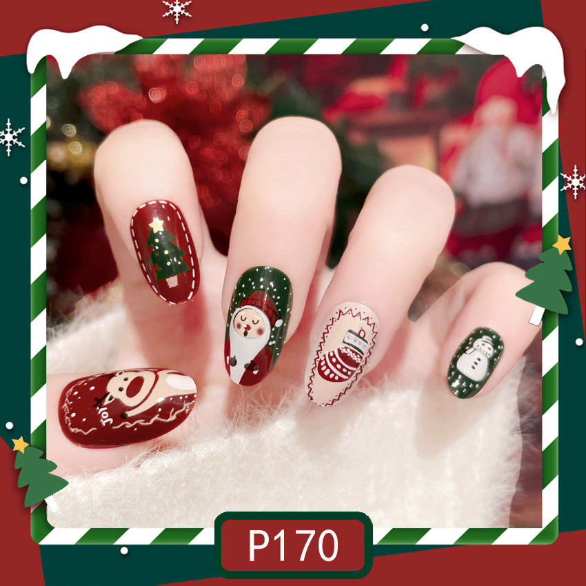 Fashion  nail Christmas New Purple Rabbit Cute Short Finished Nail Beauty Wearable Fake Nails Removable Nail Tip Wearable Armor