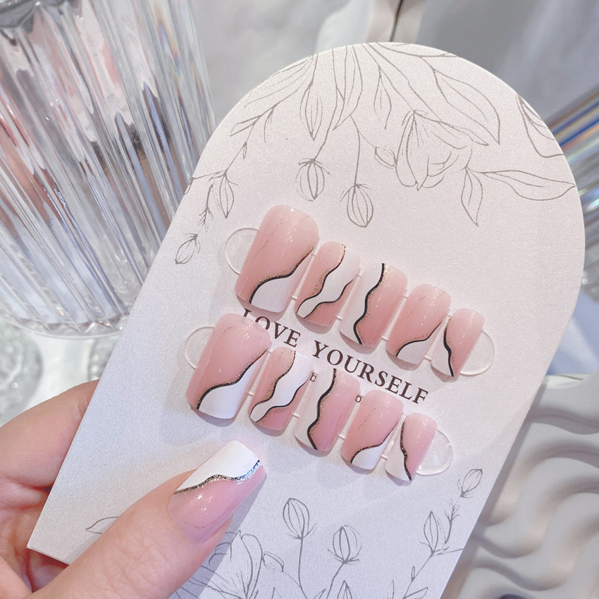 Fashion  nail European and American Nail Stickers Nail Tip Sweet Cool Wearable Nail Removable Nail Patch Fake Nails Wearable Nail W16