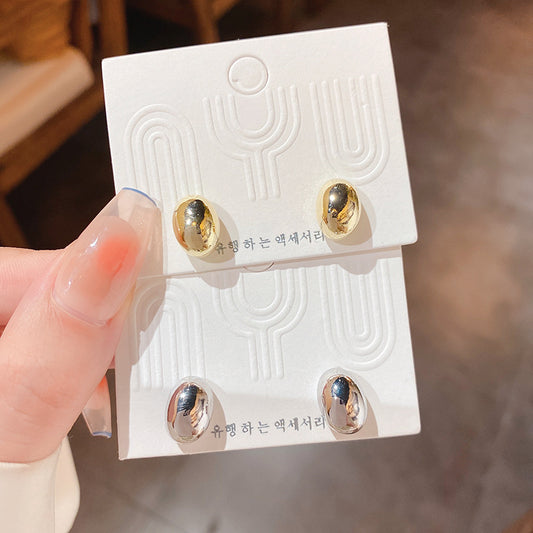 真金电镀银针金属质感豆豆耳环韩国大东门小巧耳钉时尚个性耳饰女