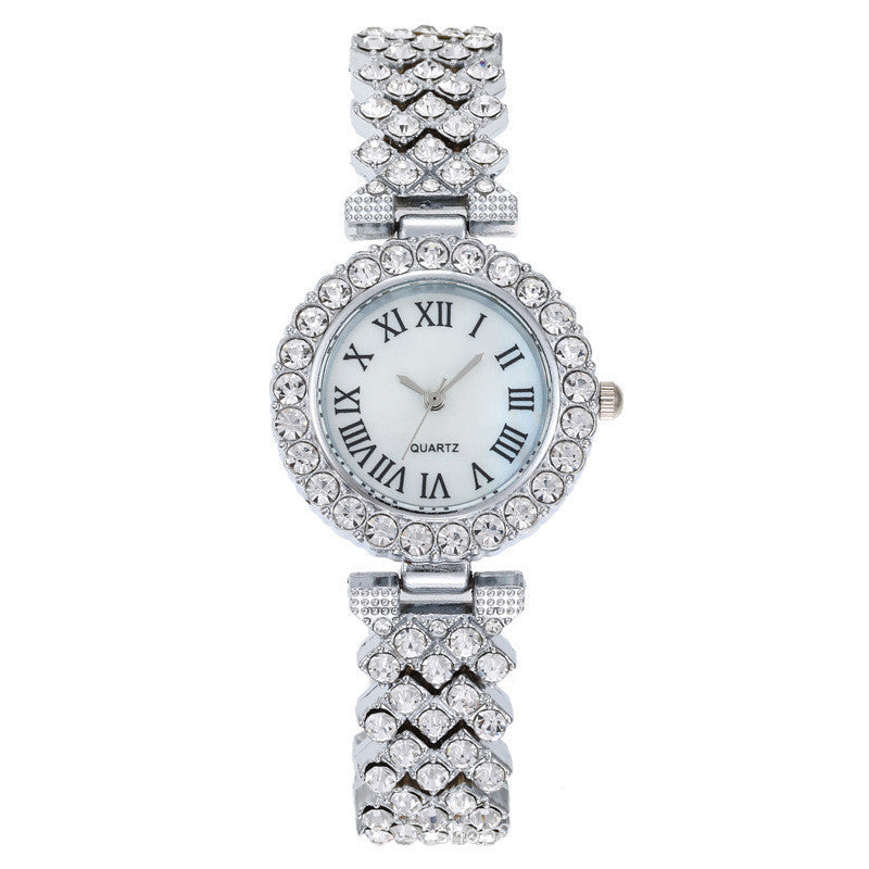 Fashion women's watchForeign Trade Popular Style Fashion Roman Pattern Diamond Women's Watch Women's Watch Quartz Watch Bracelet Women's Wrist Watch Factory in Stock