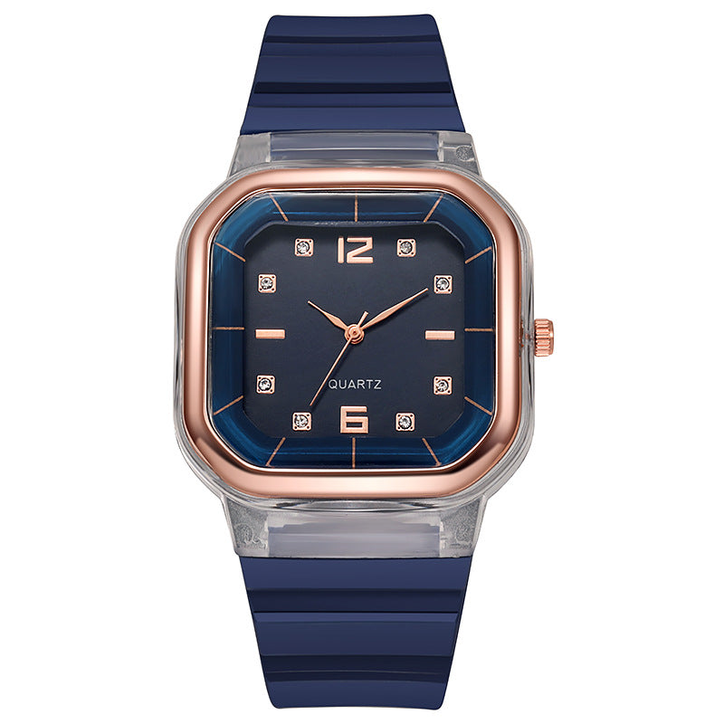 Fashion women's watchSpring and Summer Watch Women's Square Watch Student Children's Watch Silicone Diamond Fashion Wholesale Women's Watch