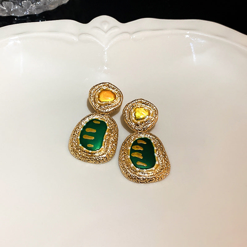 首饰耳环925银针中古珍珠爱心耳环宫廷风复古高级感耳钉个性气质耳饰批发