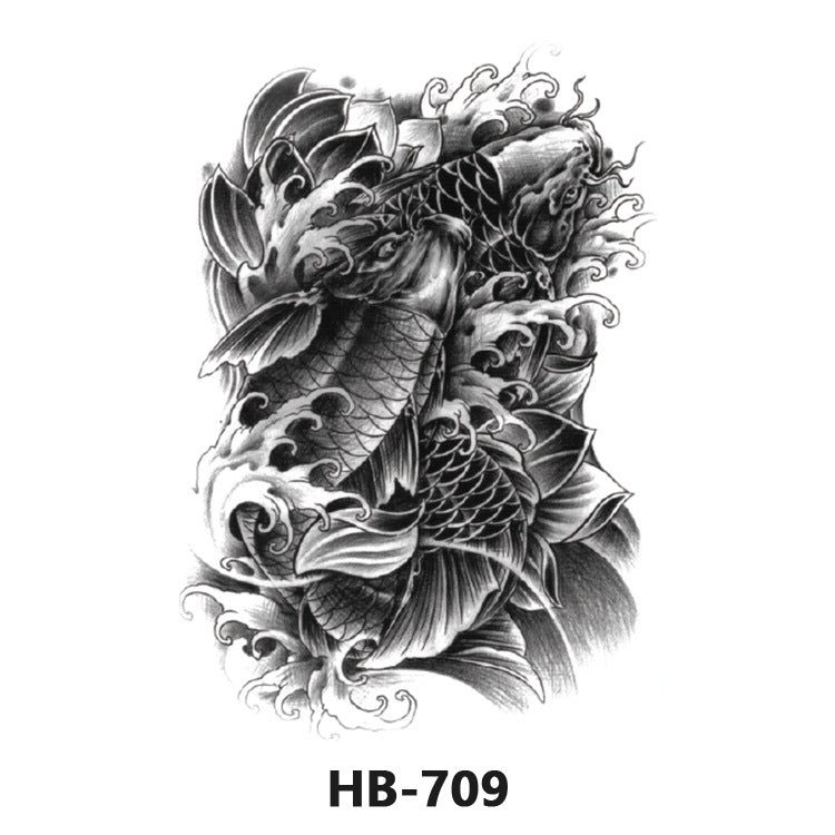 Free shipping Tattoo Wholesale Flower Arm Rose Half Sleeve Black and White Thigh Waterproof Fox Animal Dark Internet Celebrity Scar Covering Tattoo Sticker