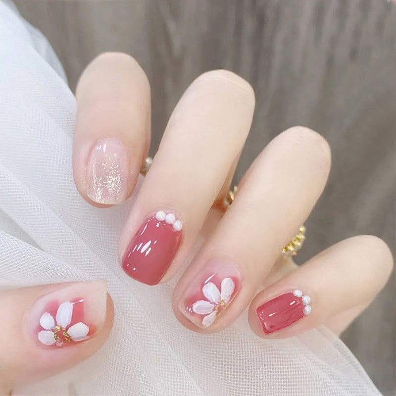 Fashion  nail Fake Nail Patch Flower Wear Armor Finished Product Nail Tip Nail Stickers Removable Nail Patch Removable Nail Stickers Y34