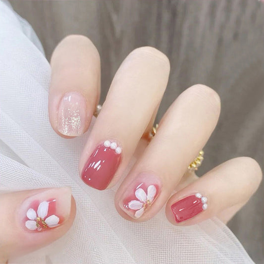 Fashion  nail Fake Nail Patch Flower Wear Armor Finished Product Nail Tip Nail Stickers Removable Nail Patch Removable Nail Stickers Y34