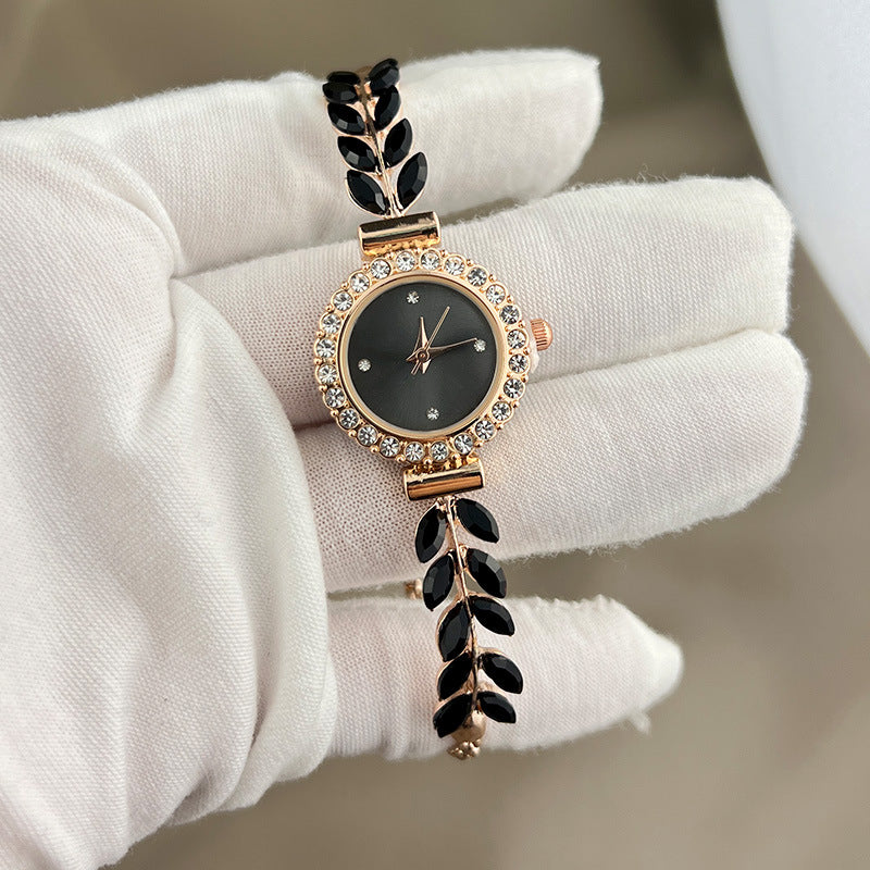 Fashion women's watch2023 New Fashion Diamond Leaf round Women's Watch Simple Dial Free Adjustment Exclusive for Cross-Border Gift Watch