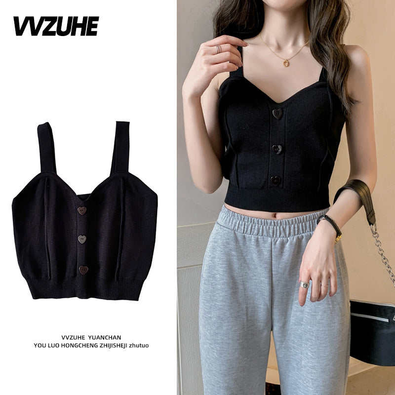 Dopamine tops Free shipping Tattoo Pink Dopamine Wear Seaside Small Suspender Female Sexy Neck Wear Vest Sweet Spicy Thai Top Spice Girl Summer