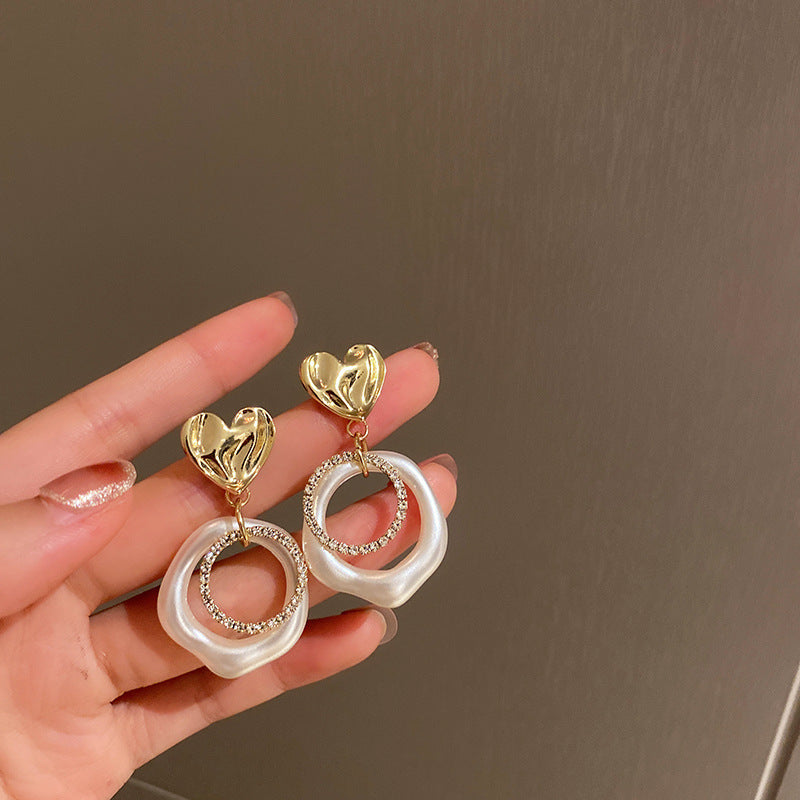925银针法式复古珍珠耳环气质小众设计感耳钉女精致ins潮流感耳饰