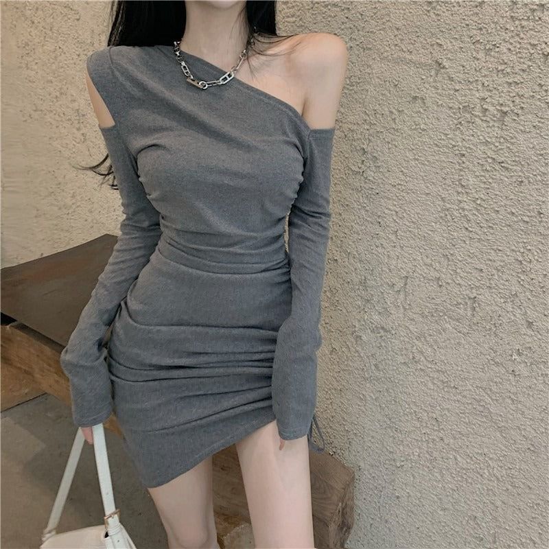 Free shipping   new sexy off-the-shoulder temperament slim-fitting hip skirt short skirt slim tight black dress trendy