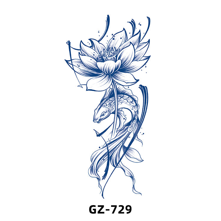 Free shipping Tattoo Cross-Border Herbal Semi-Permanent Tattoo Sticker Men's and Women's Waterproof Sweat-Proof Juice Half Sleeve Real-Proof Tattoo Letter Sticker Tattoo