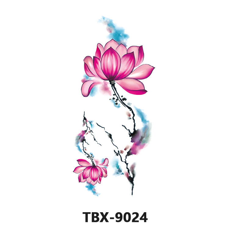Free shipping Tattoo Waterproof Sweatproof Female Flower Tattoo Sticker Paper Plant Flower Party Sexy Rose Peony Plum Tattoo Sticker Tattoo