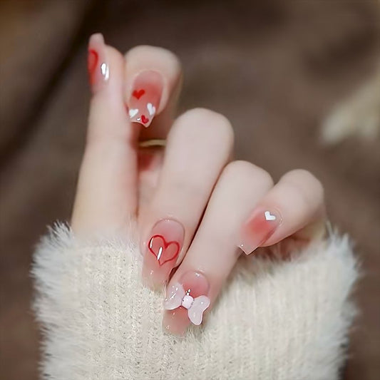 Fashion  nail Wearable Nail Sticker Bow Wear Nail Piece Nail Shaped Piece Removable Nail Patch Finished X65