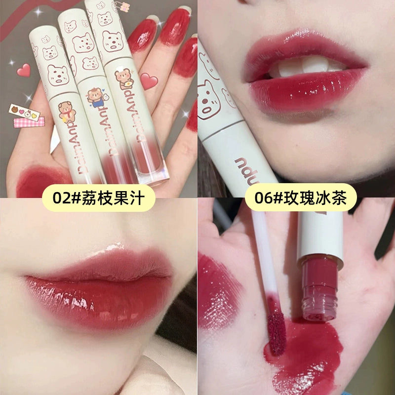 小熊口红唇釉镜面水光玻璃唇蜜持久不掉色沾杯学生显白流行嘟嘟唇口红