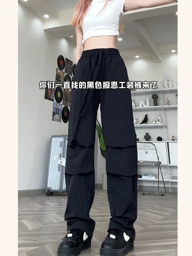 Free shipping  quick-drying pants casual pants female paratrooper pants thin straight-leg pants drape purple dopamine cargo pants