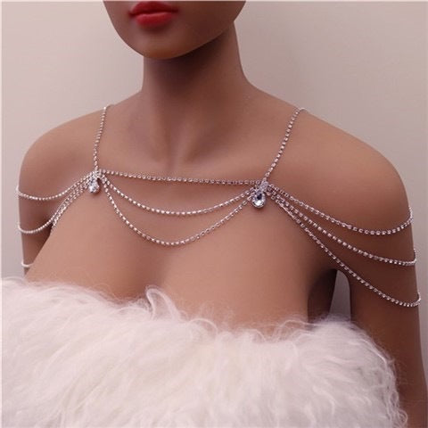 珠宝首饰胸链身体链欧美bodychain性感比基尼bikini立体后背链露背装配饰