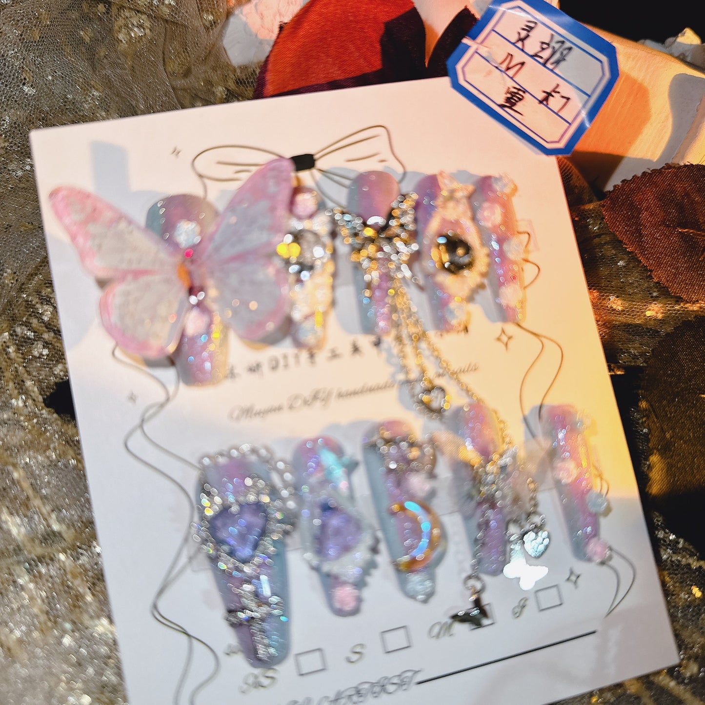 (Hand-Made Nail) Yan Yan Handmade Nail Real Shot Dream Girl Spirit Sweet Cute Hot Girl Gradient Internet Hot Personality Wear Nail