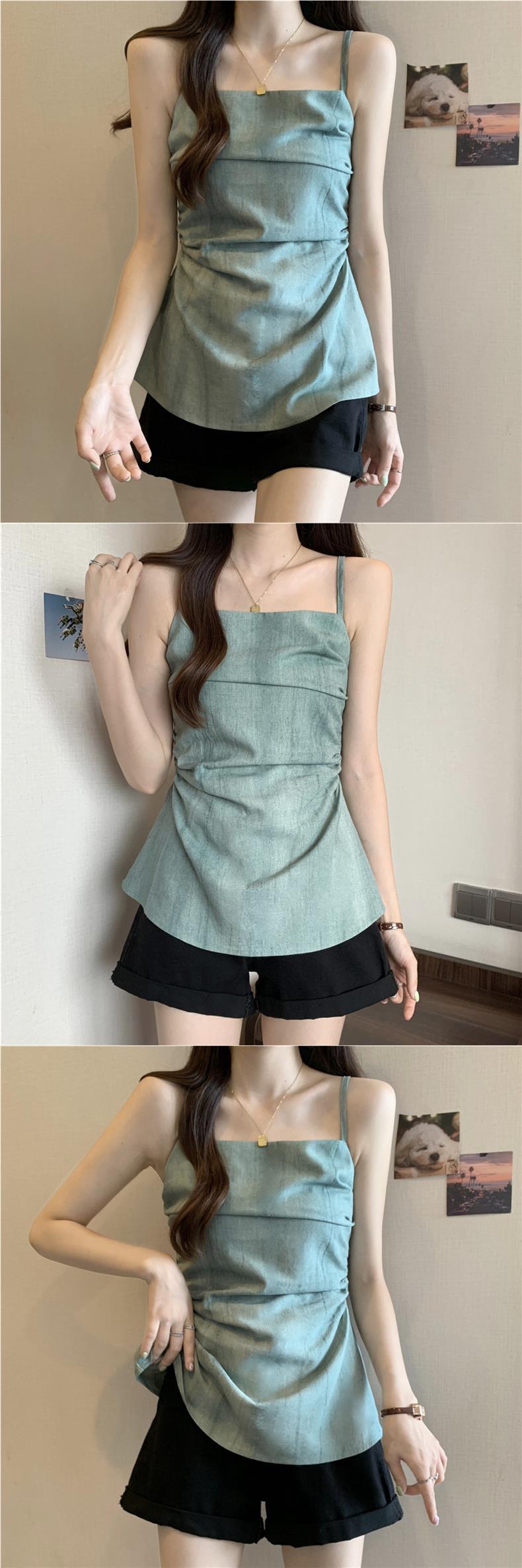 Dopamine tops Free shipping Tattoo Large size fat mm dopamine chic waist sling vest for women to wear outside, loose sleeveless top in summer