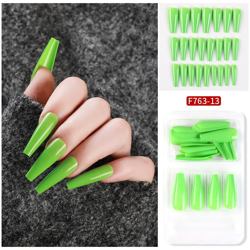 (Hand made nail) Nail patches for wearing ins long ballet nails, European and American nail patches, detachable 24 pieces for wearing finished nail patches