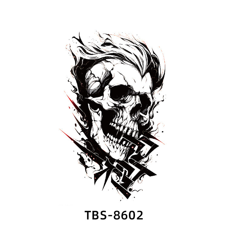 Free shipping Tattoo New Wholesale Small Flower Arm Waterproof Tattoo Sticker Half Sleeve Arm Back Color Animal Skull European and American Tattoo Sticker Paper
