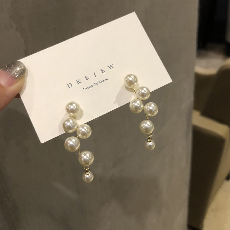 首饰耳环925银针几何珍珠流苏耳坠耳环简约时尚设计耳钉网红冷淡风耳饰女