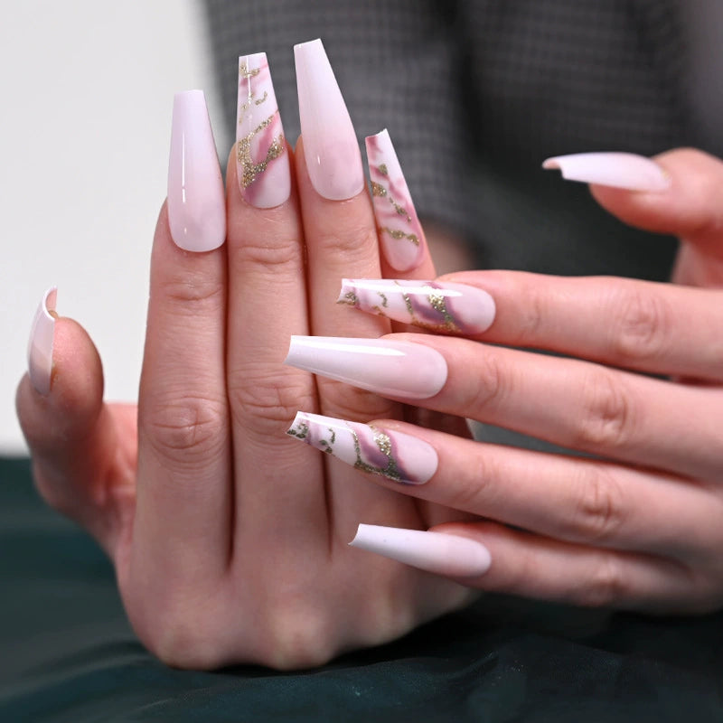 (Hand-made nail)美甲贴片nails穿戴甲长款欧美假指甲美甲贴片穿戴甲甲片成品