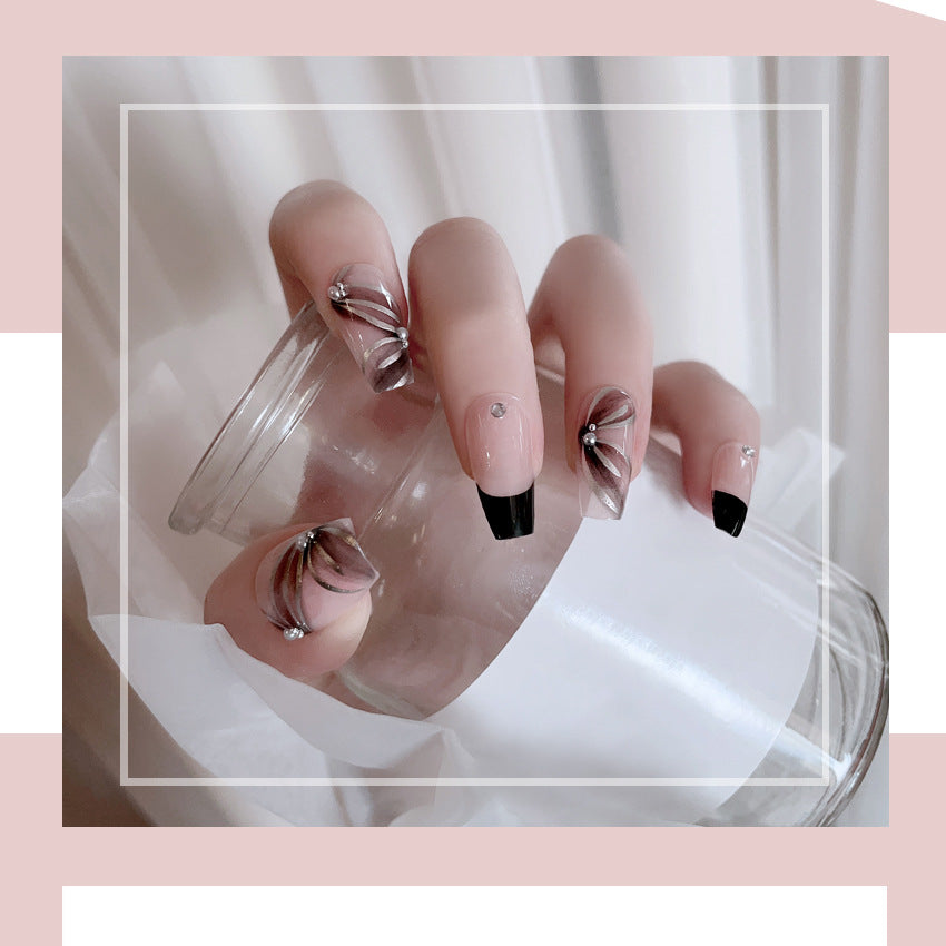 Fashion  nail Pure Desire Fresh French Style Long Finished Nail Beauty Wearable Fake Nails Detachable Nail Tip Wearable Nail X92