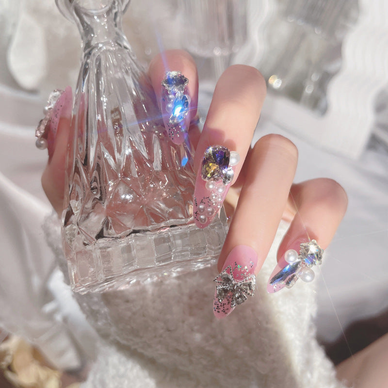 Fashion  nail New Rhinestone Manicure Wear Nail Ins Advanced Pure Desire Wind Nail Patch Wear Nail Diamond Nail Stickers U2