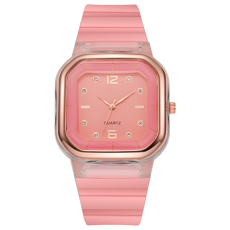 Fashion women's watchSpring and Summer Watch Women's Square Watch Student Children's Watch Silicone Diamond Fashion Wholesale Women's Watch