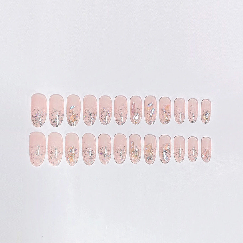 Fashion  nail Wear Armor Nail Stickers Nail Patch Fake Nails Detachable Aurora Diamond Long Nail Sticker Y47