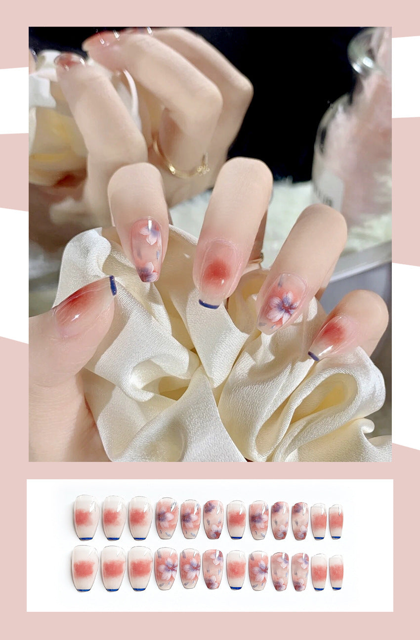 Fashion  nail Wearable Nail Sticker Flower Rendering Wearable Nail Sheet Nail Shaped Piece Removable Nail Patch Finished Product Y21