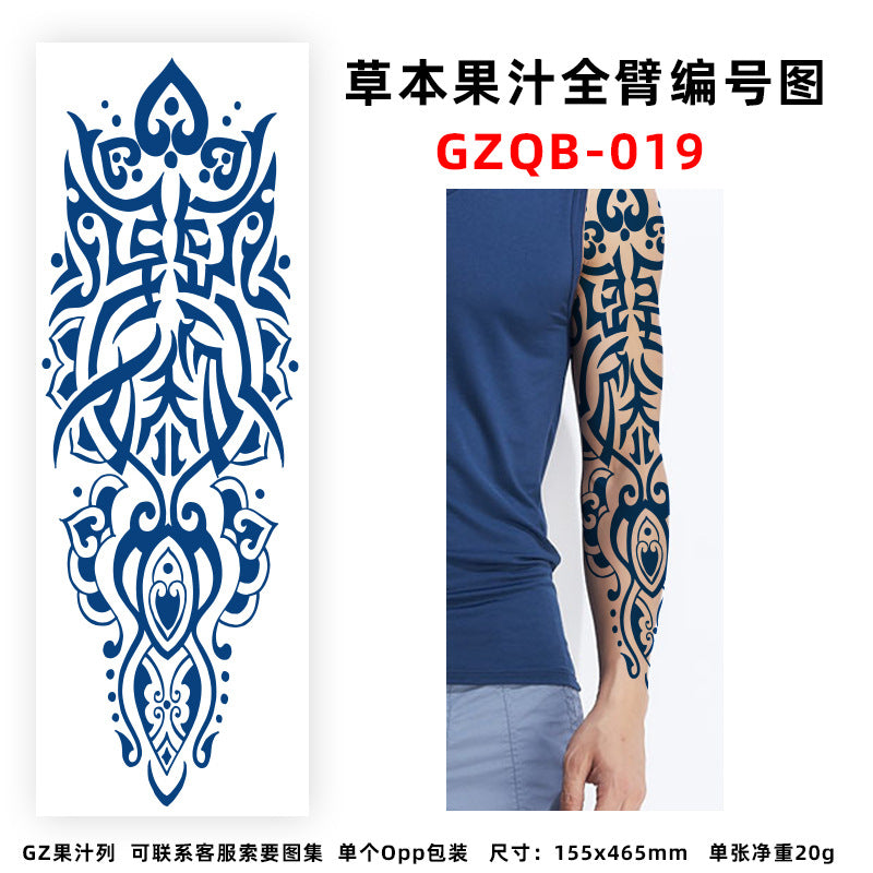 Free shipping Tattoo Factory in Stock Wholesale Herbal Juice Full Arm Tattoo Sticker Waterproof Sweat-Proof Imitation Tattoo Semi Permanent Tattoo Sticker