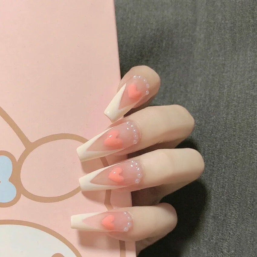Fashion  nail Wear Armor Nail Stickers Nail Patch Fake Nails Removable Love Heart Nail Tip Nail Sticker X17