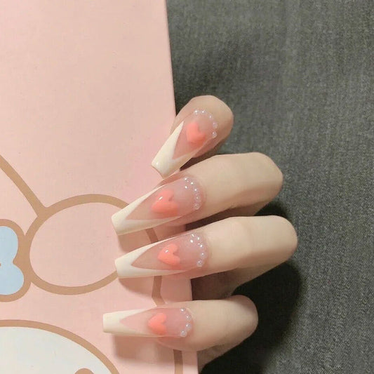Fashion  nail Wear Armor Nail Stickers Nail Patch Fake Nails Removable Love Heart Nail Tip Nail Sticker X17