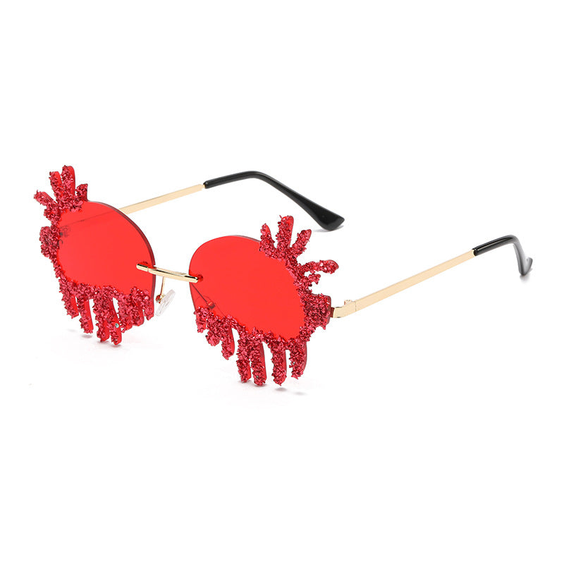 Women's fashion glasses 2023欧美大框架镶钻墨镜跨境潮流水晶钻石太阳眼镜户外防晒显瘦女